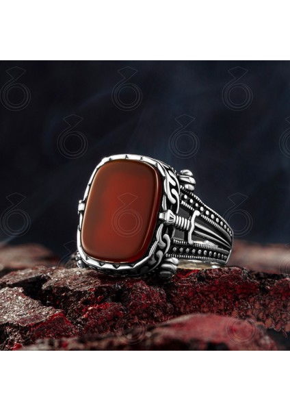 925 Ayar Gümüş Akik Taşlı Erkek Yüzük modelleri