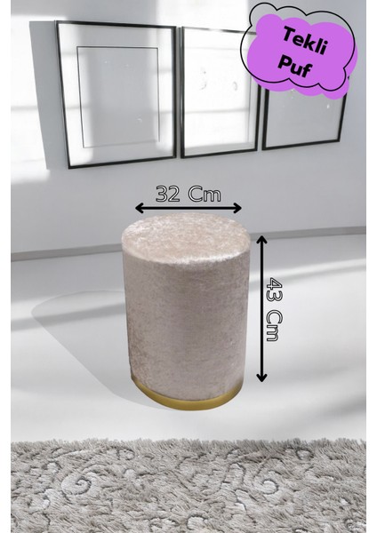 Kadife Kumaş Dekoratif Silindir Koltuk Puf 32 x 43