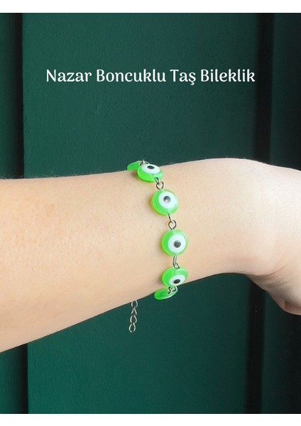 Renkli Nazar Boncuklu Taş Bileklik Her Ölçüye Uygun Canlı Renkler