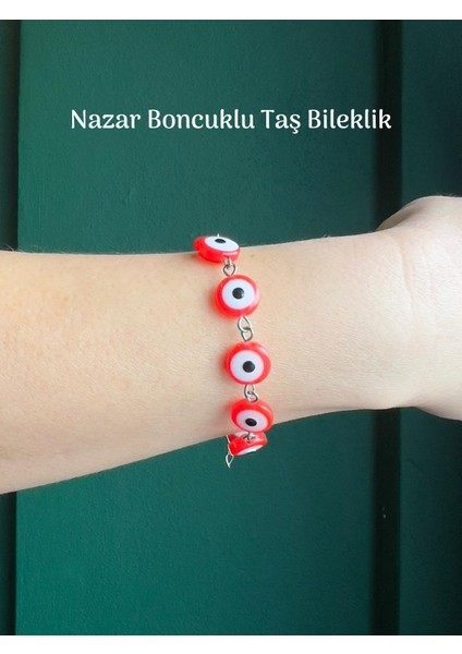 Renkli Nazar Boncuklu Taş Bileklik Her Ölçüye Uygun Canlı Renkler