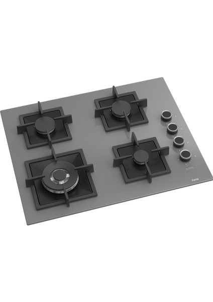 SC408 65 cm Wok Gözlü Gri Cam Ankastre Ocak (Döküm Izgara)
