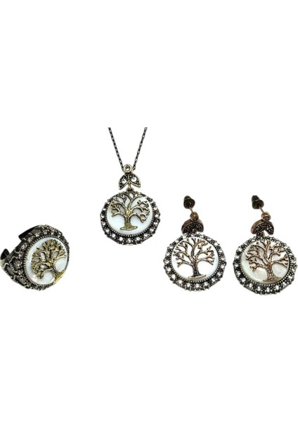 Sedef Doğal Taş Hayat Ağacı Bronz Otantik Set fiyatları