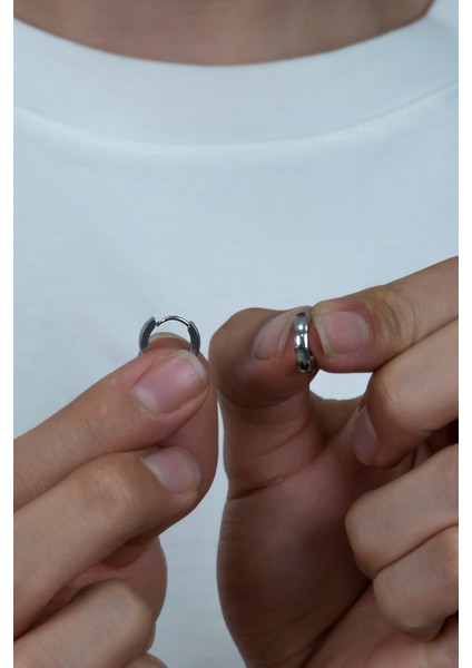 Ince Halka Erkek Kadın Unisex Çelik Küpe Çifti 3 mm mse6 modelleri