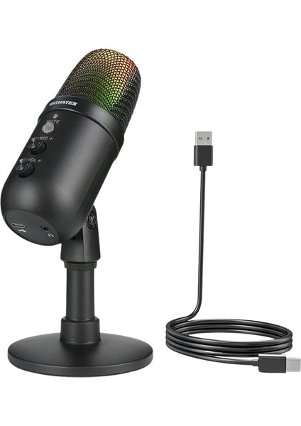 Profesyonel Kardioid Rgb Oyuncu Stüdyo Kayıt Kablolu Podcast Mikrofonu