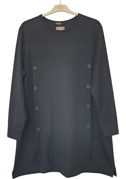 Büyük Beden Fitilli Kumaş Düğme Detaylı Tunik Boy 90 cm fiyatları