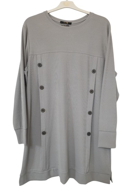 Büyük Beden Fitilli Kumaş Düğme Detaylı Tunik Boy 90 cm fiyatları