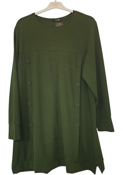 Büyük Beden Fitilli Kumaş Düğme Detaylı Tunik Boy 90 cm fiyatları