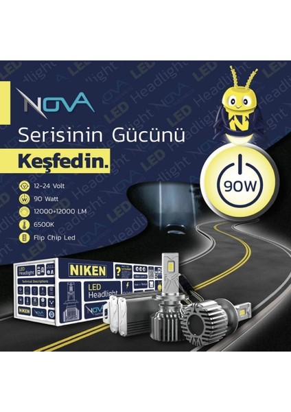 Nova Serisi LED Xenon H7 Far Ampulü 90W