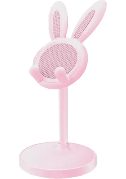 Pembe Sevimli Tavşan Ayarlanabilir Masaüstü ve Cep Telefonu/tablet Braketini Elinize Alın - Sağlam ve Başlıkla Çok Ayarlanabilir:beyaz (Yurt Dışından)