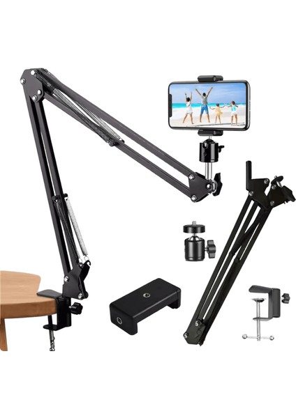 Esnek Kol Selfie Çubuğu Telefon Standı Için Tripod Masa Katlanmış Çapa 360 ° Döndürme Masaüstü Dizüstü Video Canlı Tepegöz Çekimi Seçenek 3 (Yurt Dışından)