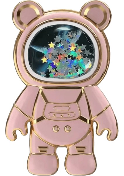 Quicksand Uzay Ayı Telefon Standı Tutucu Samsung Xıaomı Huaweı iPhone Oppo Kılıf Karikatür Cep Telefonu Sticker Tutucu Braketi :pembe (Yurt Dışından)