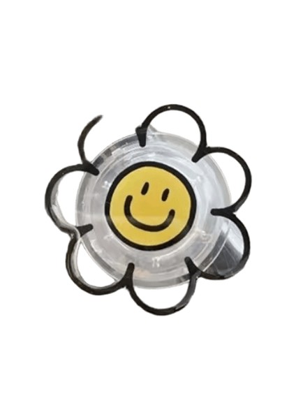 Kore Sevimli Şeffaf Akrilik Çiçek Evrensel Telefon Tutucu Griptok Desteği iPhone Samsung Grip Tok Katlanır Parmak Standı Soketi:sarı (Yurt Dışından)