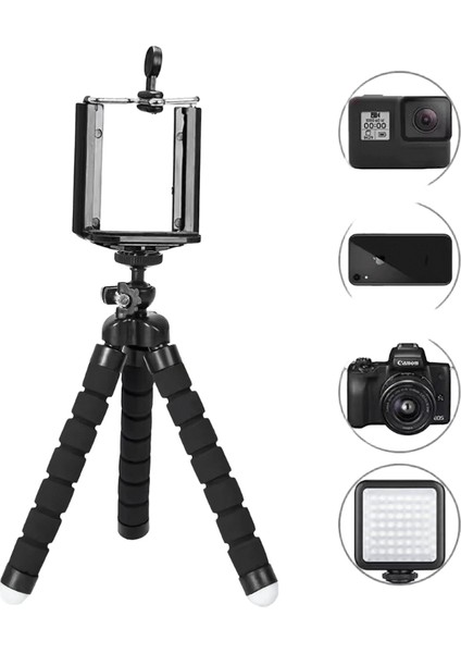 Evrensel Cep Telefonu Tutucu Masa Standı Selfie Çubuğu Mini Tripod Ayarlanabilir Ev Yatak Masaüstü Açık Montaj Braketi Cep Telefonu :siyah (Yurt Dışından)