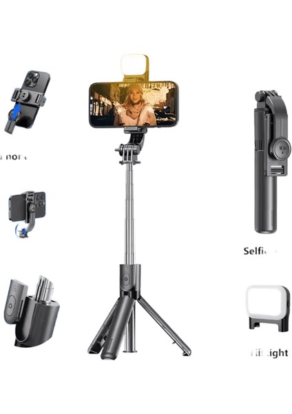 F01 Selfie Çubuğu Tripod Telefon Standı Android ve Iphone Akıllı Telefon Çekimi Için Kablosuz Bluetooth ile Taşınabilir Mini Tripod Vlog F01 Dolgu Işığı Ekleyin (Yurt Dışından)