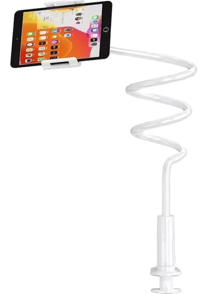 128CM Telefon Tutucu Standı Tembel Braket Kafalık Yatağı 360 Esnek Uzun Kollar IPhone Samsung ve 3.5 ~ 6.7 "cihaz Için Kelepçe Montajı BEYAZ-TAB128CM (Yurt Dışından)
