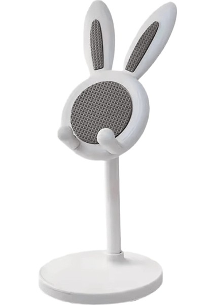 Cep Telefonu Standı, Masa Için Açı Yüksekliği Ayarlanabilir Tavşan Telefon Standı, Masa Için Sevimli Tavşan Telefon Tutucu Standı Mobil Evrensel Beyaz (Yurt Dışından)