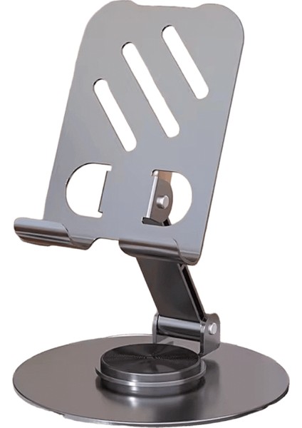Metal Telefon Tablet Tutucu 360 ° Döndürme Kaymaz Katlanabilir Ayarlanabilir Esnek Taşınabilir Tembel Masaüstü Standı Akıllı Telefon Braketleri B Uzay Grisi (1 Adet) (Yurt Dışından)