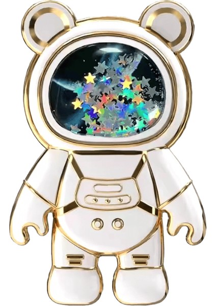 Sevimli Glitter Karikatür Uzay Astronot Sıvı Quicksand Cep Telefonu Kavrama Standı Tutucu Braketler :beyaz (Yurt Dışından)
