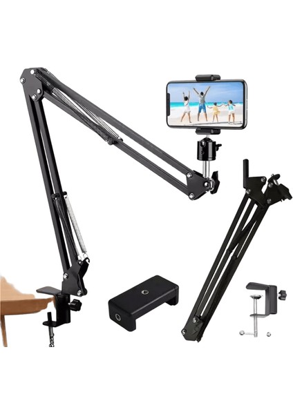 Esnek Kol Selfie Çubuğu Telefon Standı Için Tripod Masa Katlanmış Çapa 360 ° Döndürme Masaüstü Dizüstü Video Canlı Tepegöz Çekimi Seçenek 2 (Yurt Dışından)