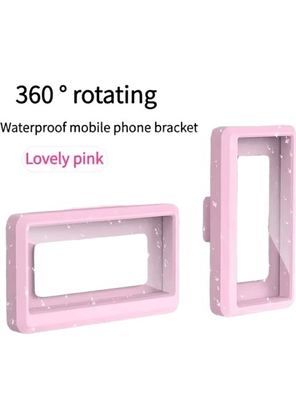 360°ROTASYON Banyo Su Geçirmez Telefon Tutucu Duvar Telefon Kılıfı Standı 4"-7" Cep Telefonu Için Kendinden Yapışkanlı Dokunmatik Ekran Telefon Braketi :pembe (Yurt Dışından)