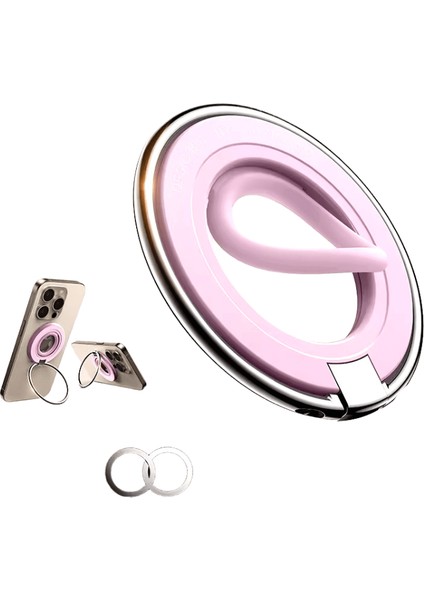Joyroom Dalı Silikon Halka Magsafe Telefon Kavrama Tutucu Kickstand Manyetik Telefon Halka Tutucu Standı 4.7-7.0 Inç Telefonlar Için Pembe (Yurt Dışından)