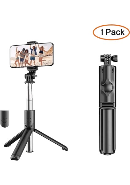 Selfie Çubuğu Tripod Uzatılabilir Kablosuz Bluetooth Uzaktan Taşınabilir Akıllı Telefon Tripod Standı Ios Android Telefon Için Dağı1 Paket Siyah (Yurt Dışından)