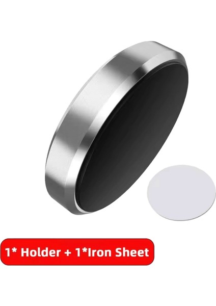 Yuvarlak Manyetik Evrensel Cep Telefonu Tutucu Pano Cep Telefonu Braketi Duvar Masası Mıknatıs Standı iPhone 12 Için Araba Montaj Standı :simli (Yurt Dışından)