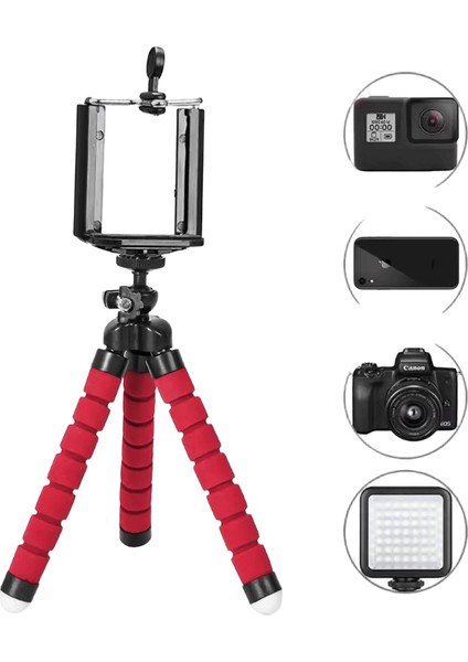Evrensel Cep Telefonu Tutucu Masa Standı Selfie Çubuğu Mini Tripod Ayarlanabilir Ev Yatak Masaüstü Açık Montaj Braketi Cep Telefonu:kırmızı (Yurt Dışından)
