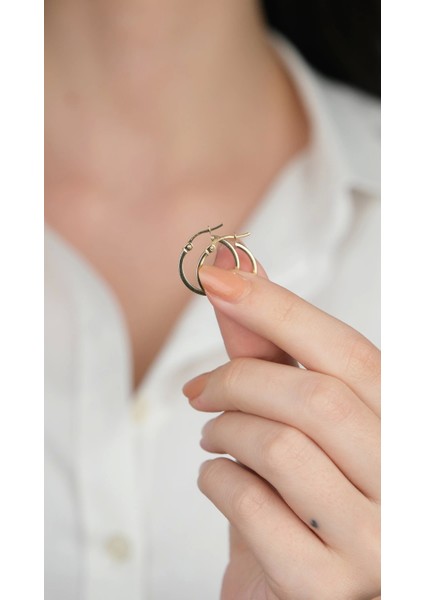 14 Ayar Altın İnce Sade Düz Halka Küpe 996 fırsatları