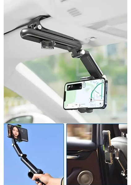 Multifonksiyonel Selfie Çubuklu Araç Güneşliğe Takılan Araç Içi Telefon Tutucu Tripod Telefon Tutucu
