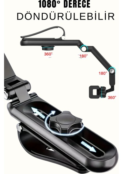 Multifonksiyonel Selfie Çubuklu Araç Güneşliğe Takılan Araç Içi Telefon Tutucu Tripod Telefon Tutucu