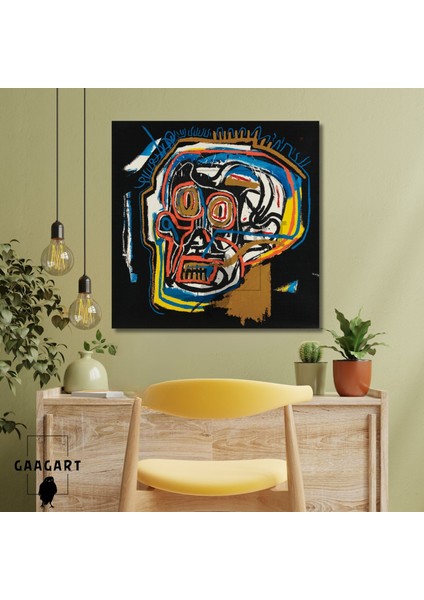 Tekli Kare Kanvas Jean-Michel Basquiat Head Figure