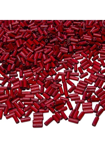 12 mm Silindir Kırmızı Ahşap Boncuk 50 gr