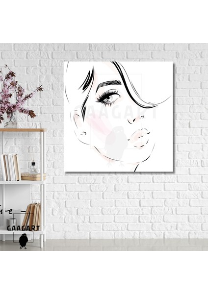 Tekli Kare Kanvas Yüksek Kaliteli Soft Yandan Kadın Yüzü