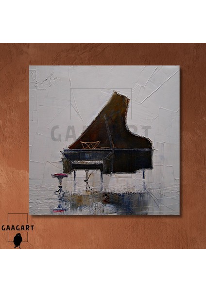 Tekli Kare Kanvas Yağlı Boya Görünümlü Piyano Tasarımı modelleri
