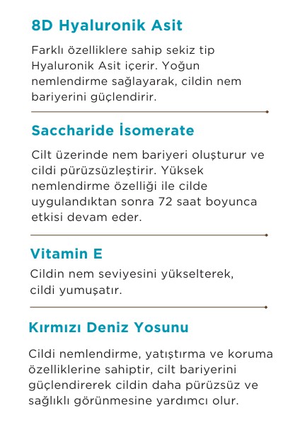 Yoğun Nemlendirici 8D Hyaluronik Asit Cilt Bakım Kremi 50 ml