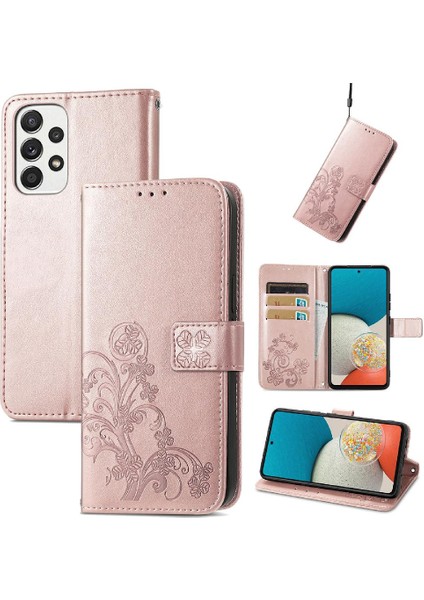 Samsung Galaxy A73 5g Dört Yapraklı Yonca Flip Kapak Zarif Kısa (Yurt Dışından)