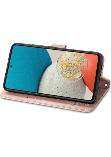 Samsung Galaxy A73 5g Dört Yapraklı Yonca Flip Kapak Zarif Kısa (Yurt Dışından)