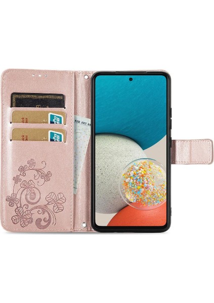 Samsung Galaxy A73 5g Dört Yapraklı Yonca Flip Kapak Zarif Kısa (Yurt Dışından)