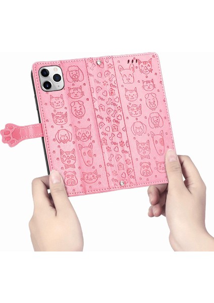 Iphone 12 Için Kılıf Promax Kısa Kayış Karikatür Hayvanlar Kapak Çevirin Deri (Yurt Dışından)