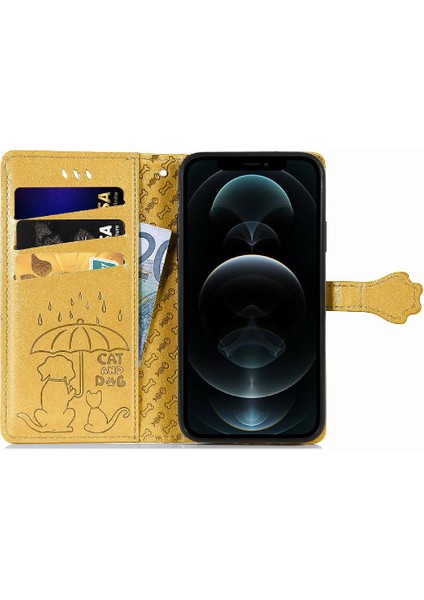 Iphone 12 Için Kılıf Promax Kısa Kayış Karikatür Hayvanlar Kapak Çevirin Deri (Yurt Dışından)