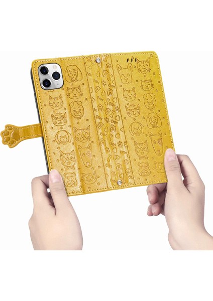 Iphone 12 Için Kılıf Promax Kısa Kayış Karikatür Hayvanlar Kapak Çevirin Deri (Yurt Dışından)