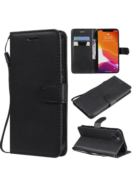 Kart Yuvası Iş Cüzdan ile iphone 14 Klasik Düz Renk Için Flip Case (Yurt Dışından)