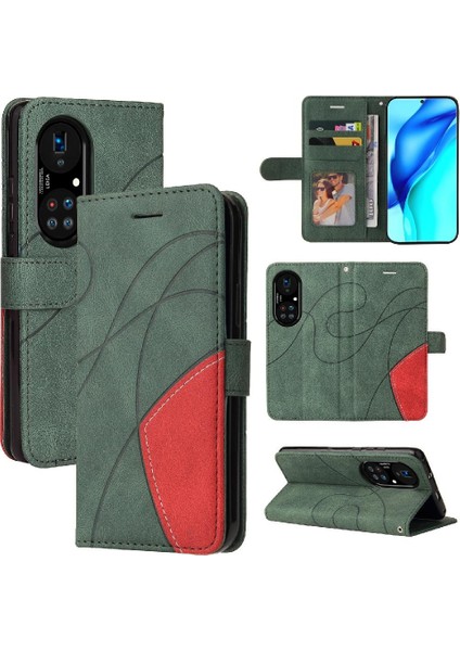 Huawei P50 Pro Pu Deri Flip Folio Kılıf Kickstand Koruyucu (Yurt Dışından)