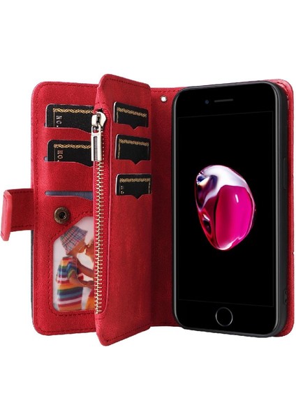 IPhone 7 Için Kılıf Artı/8 Artı Fermuar Cüzdan Tarzı Dokuz Kart Yuvaları ile (Yurt Dışından)