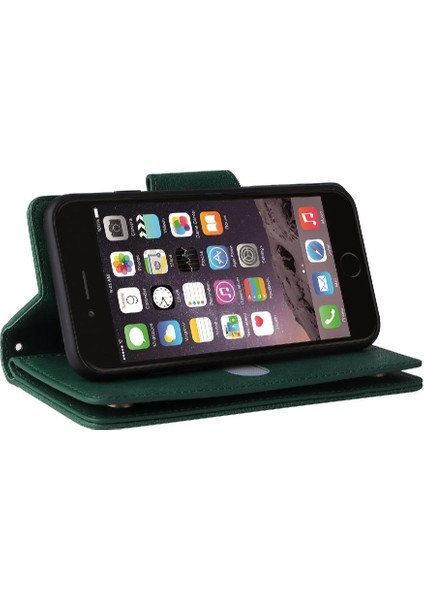 El Kayışı Manyetik Deri Fermuar ile iphone 6/6s Kart Tutucu Için Kılıf (Yurt Dışından)