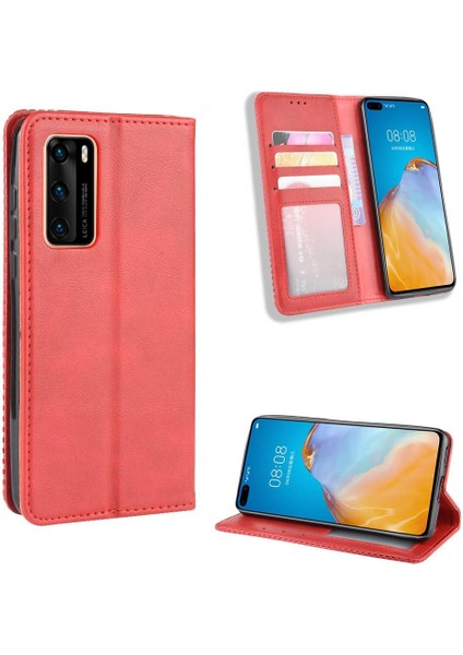 Huawei P40 Cüzdan Manyetik Kapatma Pu Deri Kılıf (Yurt Dışından)