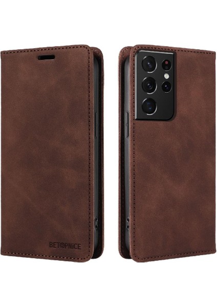 Samsung Galaxy S21 Ultra 5g Için Kılıf Folio Cüzdan Pu Deri Manyetik (Yurt Dışından)