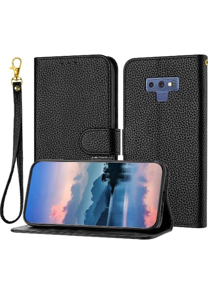 Samsung Galaxy Not 9 Için Telefon Kılıfı Litchi Desen Kart Yuvaları Tutucu Flip (Yurt Dışından)