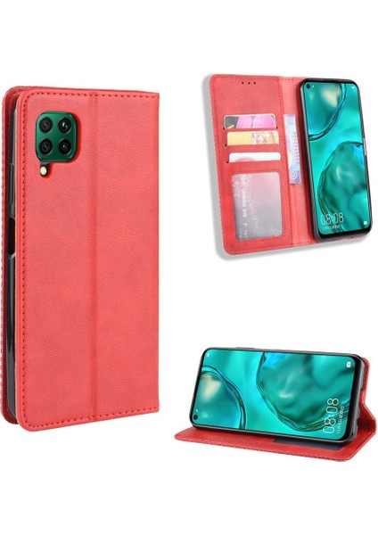 Huawei P40 Lite Cüzdan Manyetik Kapatma Pu Deri Kılıf (Yurt Dışından)